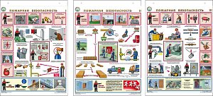 Информационный плакат Пожарная безопасность Комплект - 3л. (полистирол 1мм с отверстиями по верхнему краю; А2) (420х600; Полистирол 1 мм; )