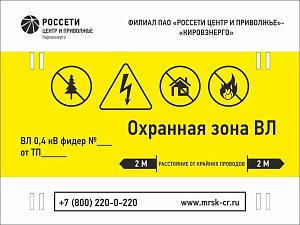 Знак на ВЛ РОССЕТИ ЦЕНТР И ПРИВОЛЖЬЕ Кировэнерго